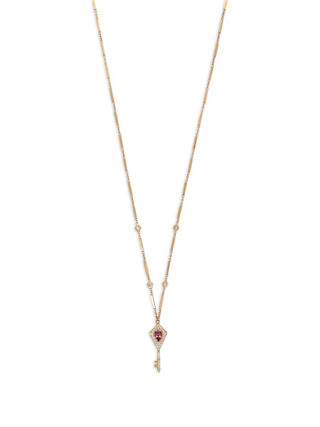  Jacquie Aiche Collar Con Colgante De Llave En Oro Amarillo De 14 Ct Con Diamantes Y Turmalina - Dorado 