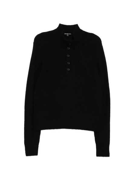  James Perse Jersey Lightweight 1/4 Button - Negro 