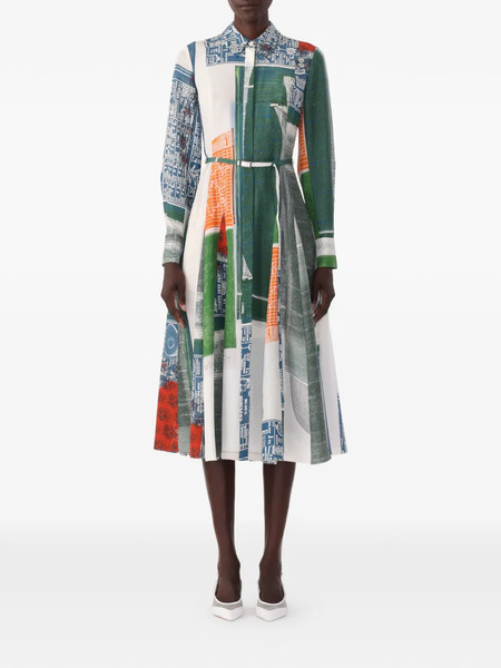  Jason Wu Collection Vestido Camisero Midi Con Motivo Artístico De Jason Wu Collection X Robert Rauschenberg - Blanco 