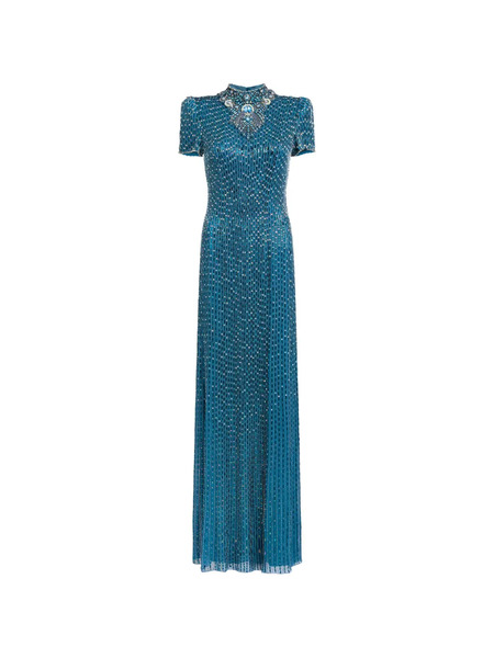  Jenny Packham Vestido Largo Amber Con Apliques - Azul 