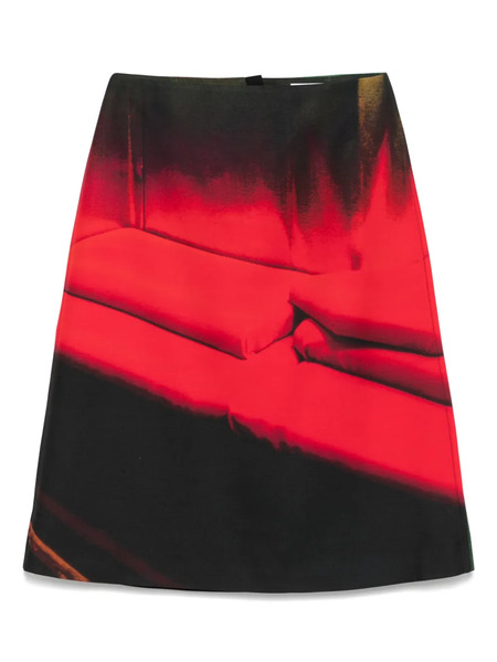  Jil Sander Falda Midi Estampada - Rojo 