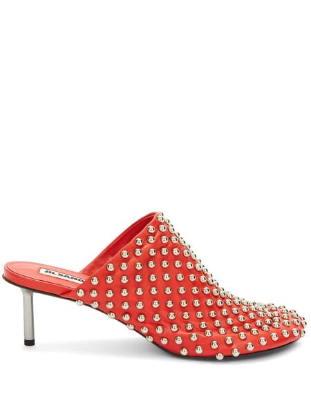  Jil Sander Mules Con Apliques - Rojo 