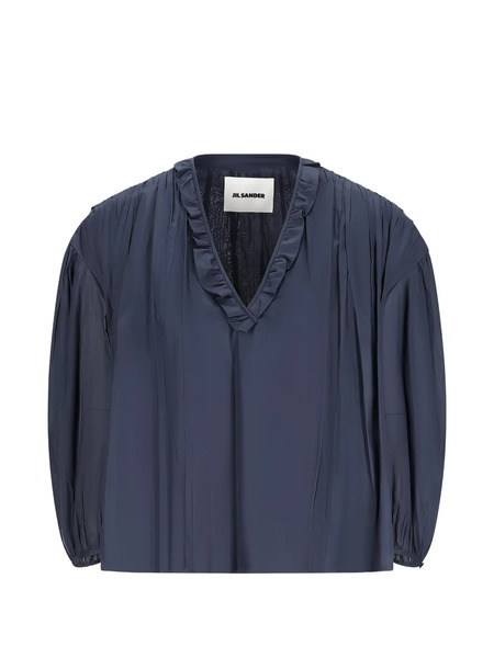  Jil Sander Ruffled Pleated Blouse - Azul 