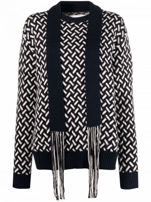  Jil Sander Scarf-detail Patterned Jumper - Azul 