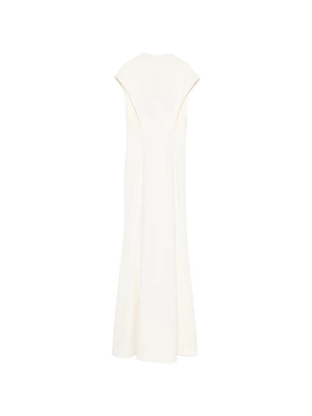  Jil Sander Vestido Largo Drapeado - Blanco 