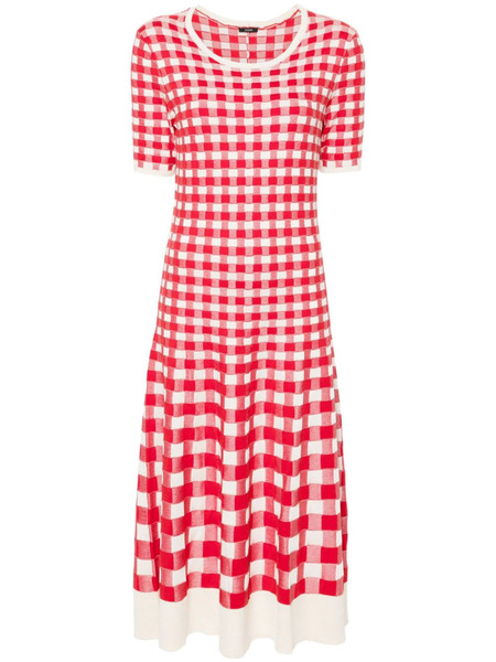  Joseph Vestido Midi A Cuadros Gingham - Rojo 