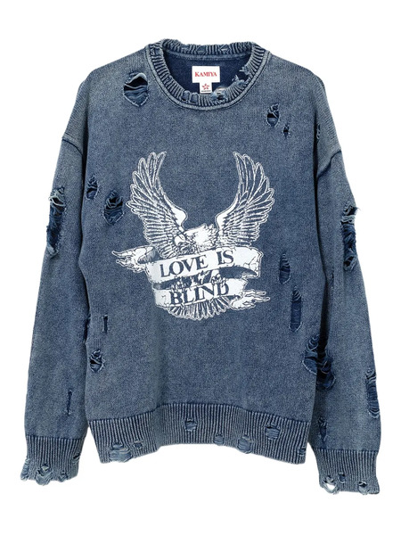  Kamiya Jersey Con Efecto Envejecido - Azul 