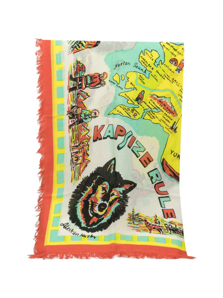  Kapital Fular Deshilachado Estampado - Blanco 