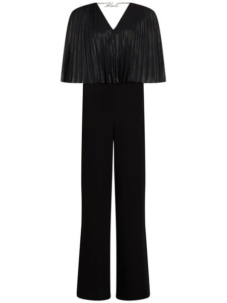  Karl Lagerfeld Mono Largo Con Capa Plisada - Negro 