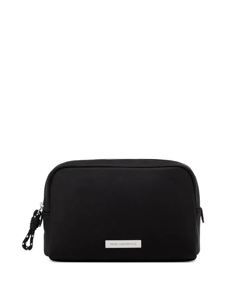  Karl Lagerfeld Neceser Con Placa Del Logo Y Cremallera - Negro 