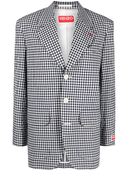  Kenzo Blazer A Cuadros Gingham Con Botones - Azul 