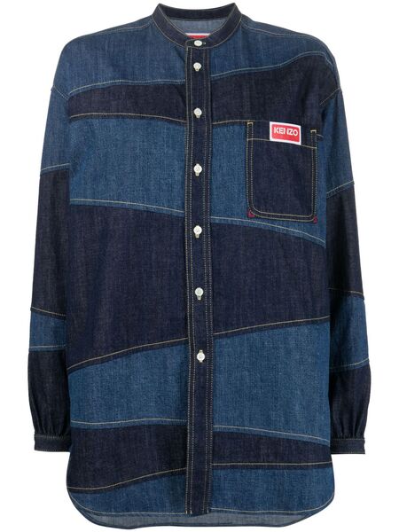 Kenzo Camisa Vaquera Paris Con Diseño Patchwork - Azul 