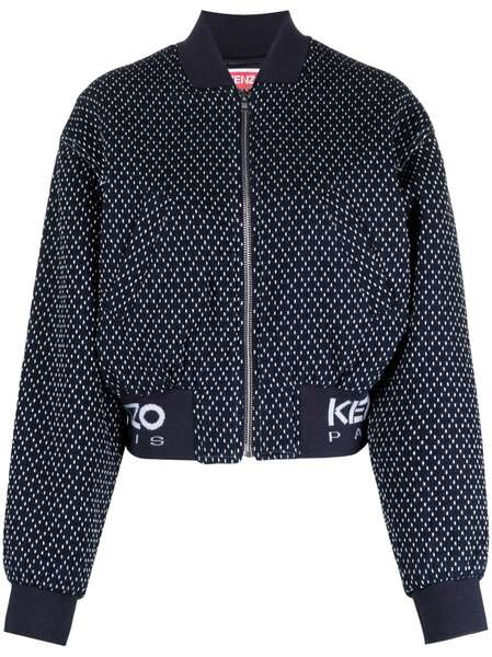  Kenzo Chaqueta Bomber Sashiko Bordada - Azul 