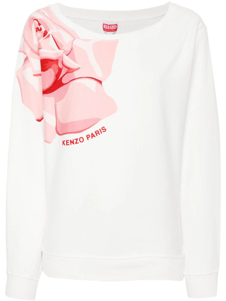  Kenzo Sudadera Con Estampado De Rosas - Blanco 