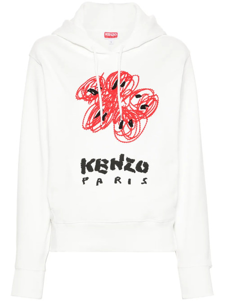  Kenzo Sudadera Drawn Flowers Con Capucha - Blanco 