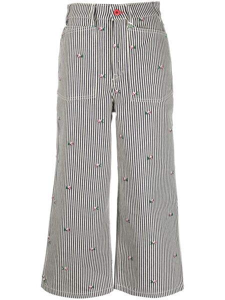  Kenzo Vaqueros Capri Con Bordado Floral - Negro 