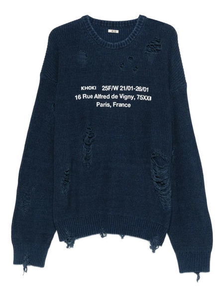  Khoki Jersey Con Efecto Envejecido - Azul 