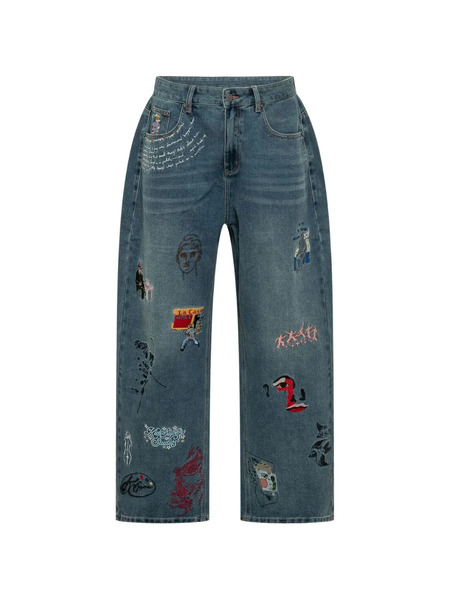 Kidsuper Vaqueros Bordados - Azul 