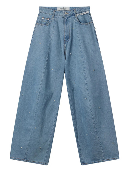  Kimhekim Vaqueros Con Detalle De Perlas - Azul 