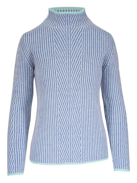  Kinross Cashmere Jersey A Rayas - Azul 