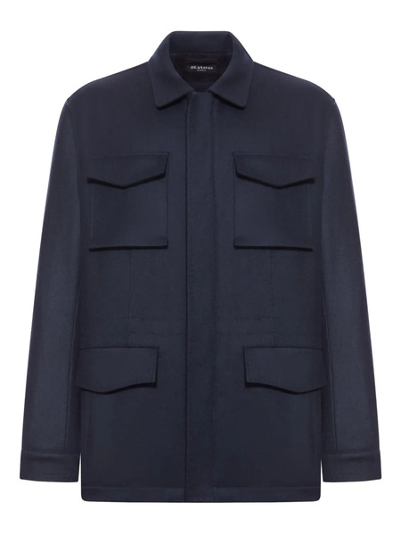  Kiton Abrigo Con Bolsillos Con Solapa - Azul 