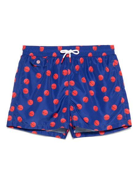  Kiton Bañador Con Logo Estampado - Azul 