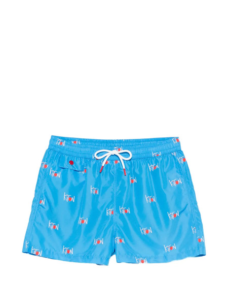  Kiton Bañador Con Logo Estampado - Azul 