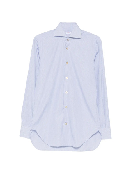  Kiton Camisa A Rayas De Algodón - Azul 