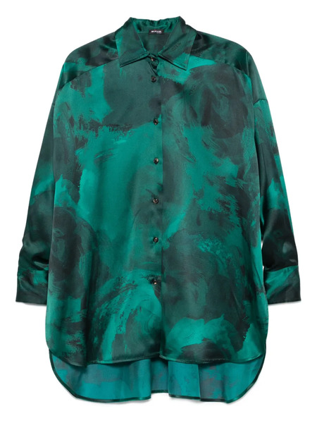  Kiton Camisa Estampada De Seda - Verde 