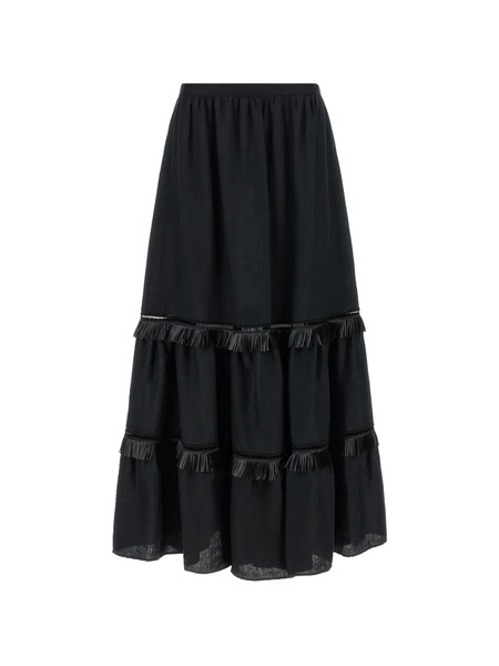  Kiton Falda Con Flecos - Negro 