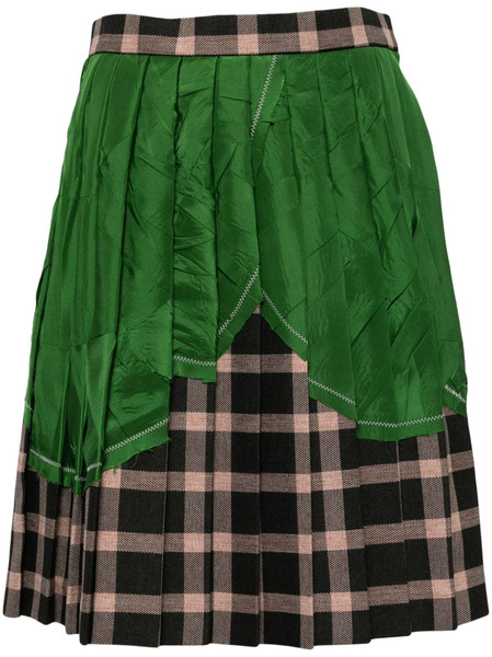  Kolor Falda Mini Plisada Con Diseño Patchwork - Verde 