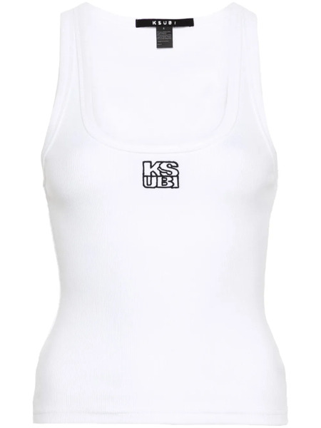  Ksubi Top Stacked Origin De Canalé - Blanco 