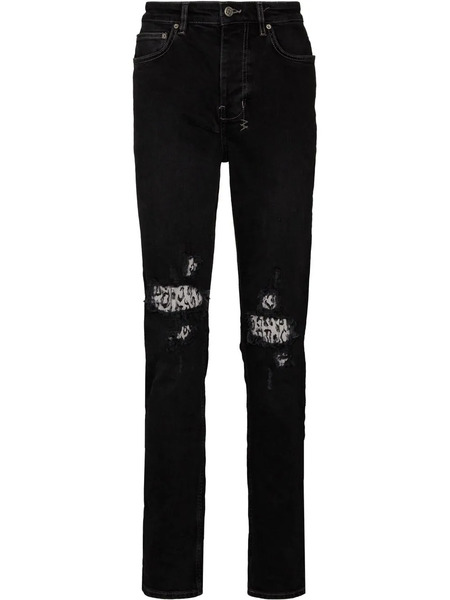  Ksubi Vaqueros Chitch Leopard Patch Slim - Negro 