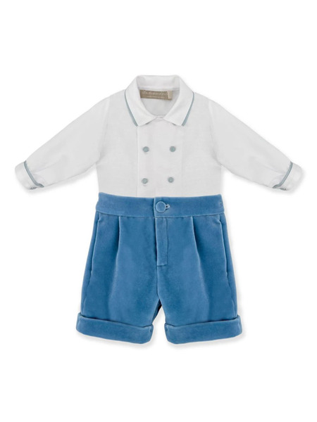  La Stupenderia Conjunto De Bermudas Con Efecto De Terciopelo - Blanco 