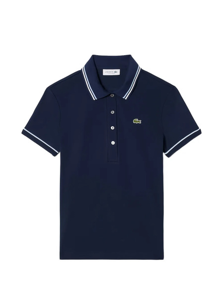  Lacoste Polo Con Cuello A Rayas - Azul 