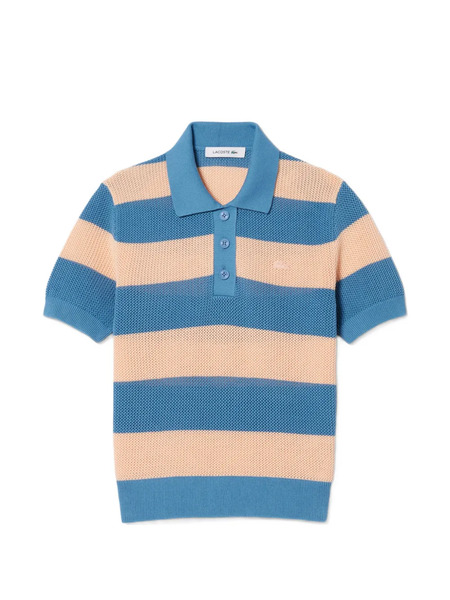  Lacoste Polo De Malla A Rayas - Azul 