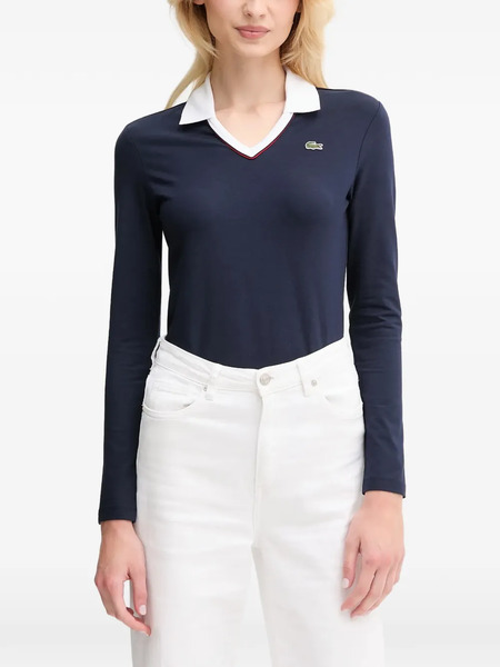  Lacoste Top Con Cuello En V - Azul 