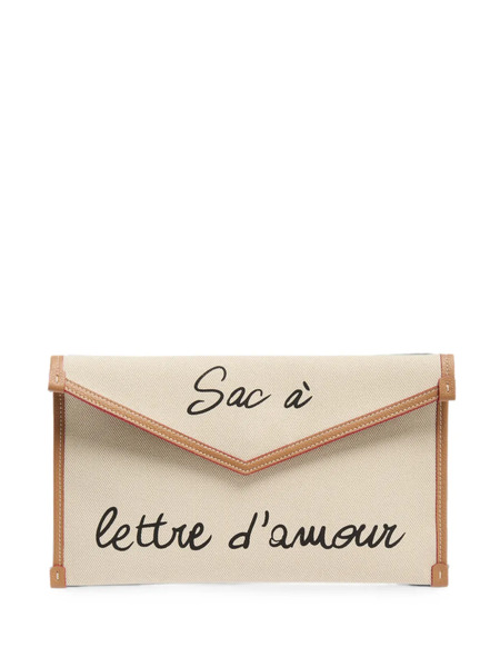  Lancel Canvas Leather Clutch Bag - Neutro 
