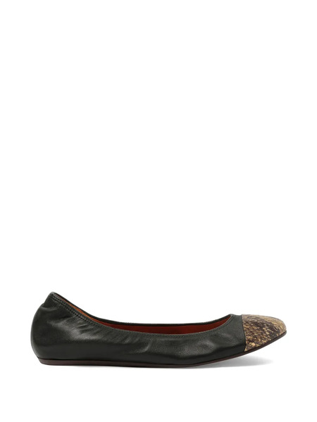  Lanvin Bailarinas Con Puntera En Contraste - Negro 