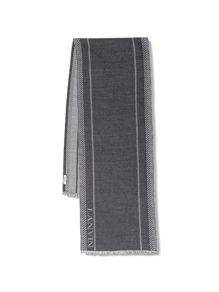  Lanvin Bufanda A Rayas Con Logo - Gris 