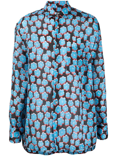  Lanvin Camisa De Algodón Con Estampado Floral - Negro 