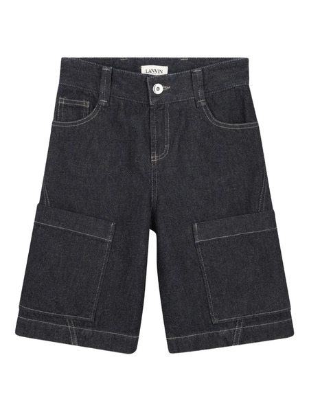  Lanvin Enfant Bermudas Con Logo - Azul 