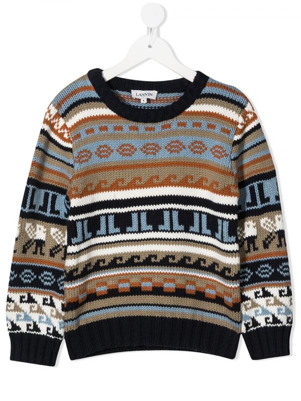  Lanvin Enfant Jersey De Punto Fair Isle - Azul 
