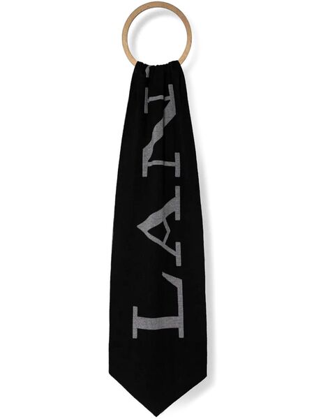  Lanvin Fular Con Logo Estampado - Negro 