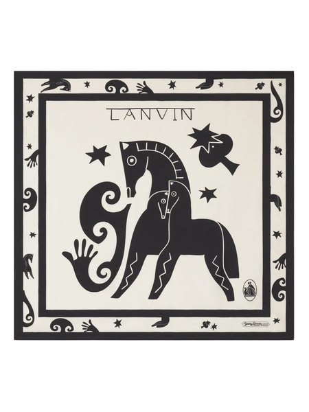  Lanvin Fular De Seda Con Estampado Gráfico - Neutro 