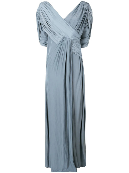 Lanvin Vestido Largo Drapeado - Azul 