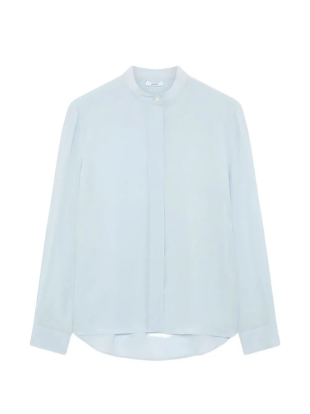  Lardini Camisa De Seda Con Cuello Mao - Azul 