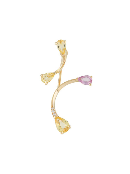  Le Ster Pendiente Rose More And Lemon Flare En Oro Amarillo De 18kt Con Diamantes Y Zafiros - Dorado 