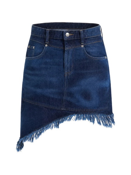  Lee X Feng Chen Wang Asymmetric Frayed Mini Skirt - Azul 