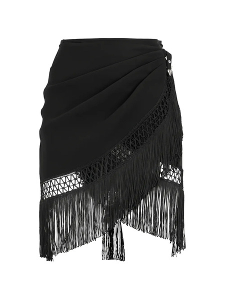  Les Filles D'eva Falda Con Diseño Cruzado Y Detalle De Flecos - Negro 